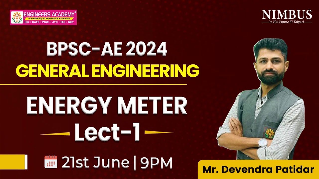 BPSC AE Vacancy 2024 | General Engineering for BPSC AE 2024 🔴 Free Live Class | 𝐄𝐧𝐞𝐫𝐠𝐲 𝐌𝐞𝐭𝐞𝐫 | L-1