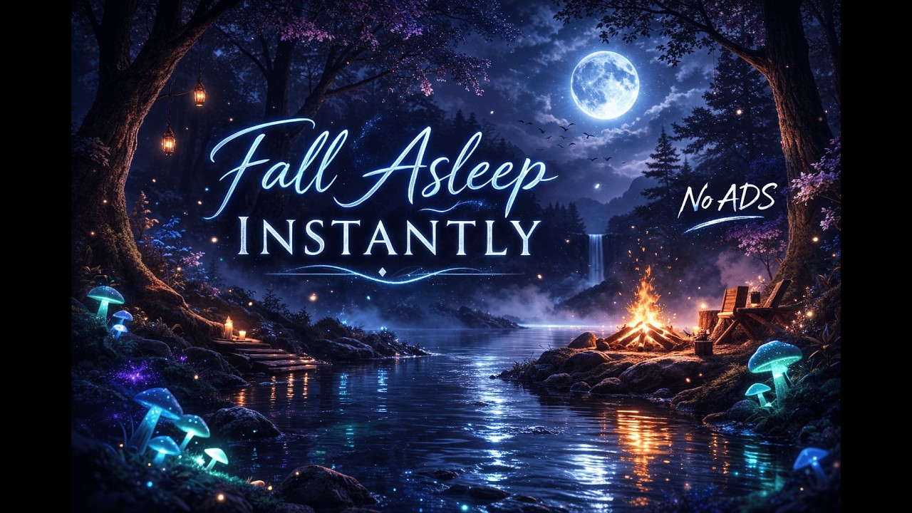 Fall Asleep Instantly 🌙 3 Hours Deep Sleep Meditation | Magical Moon Forest Ambience | No ADS