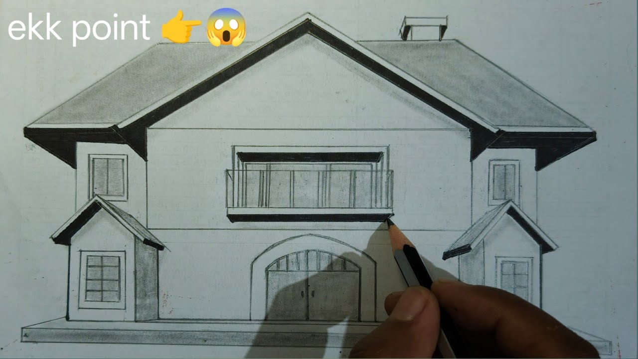 HOW TO DRAW A HOUSE 🏠 IN 1 POINT PERSPECTIVE (30 DAYS HOUSE  DRAWING CHALLENGE FOR 1K SUBSCRIBERS) 
