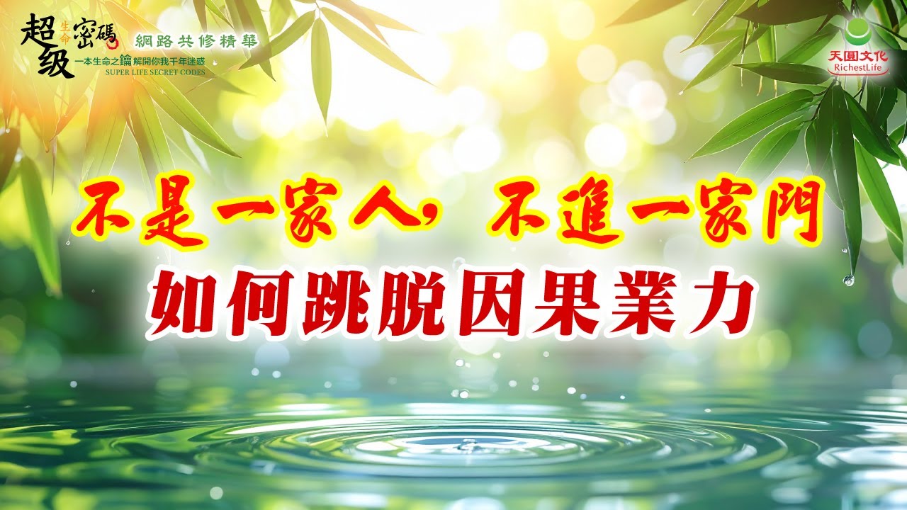 不是一家人，不進一家門：如何跳脫因果業力｜太陽盛德導師–超級生命密碼網路共修精華