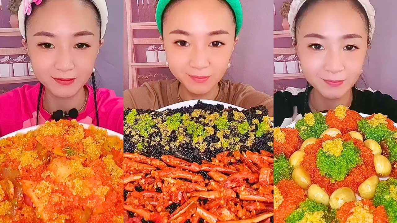 Spicy Crab with Colorful Fish Roe and Garlic Mukbang Plate