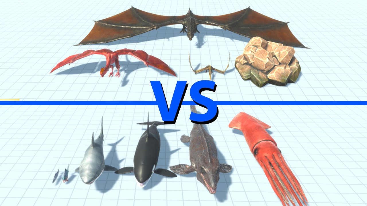 FLYING UNITS Team vs NEW AQUATICS Team - Animal Revolt Battle Simulator