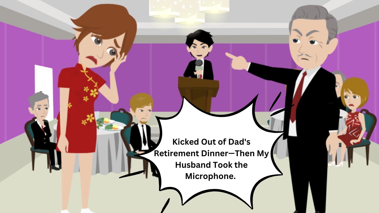 Kicked Out of Dad's Retirement Dinner—Then My Husband Took the Microphone.