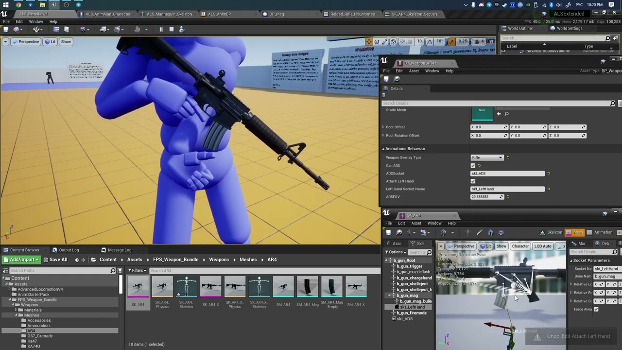 Unreal Engine ALS Extended Multiplayer Free Download Project - 4 Left Hand Weapon IK