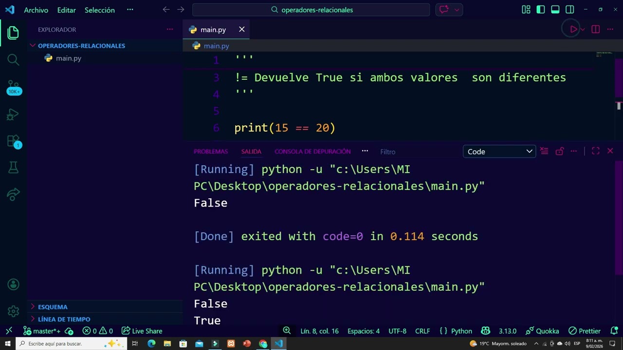 OPERADORES RELACIONALES PYTHON