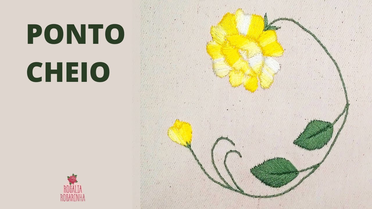 Como bordar rosa com PONTO CHEIO 🌹 Bordado a mão para iniciantes