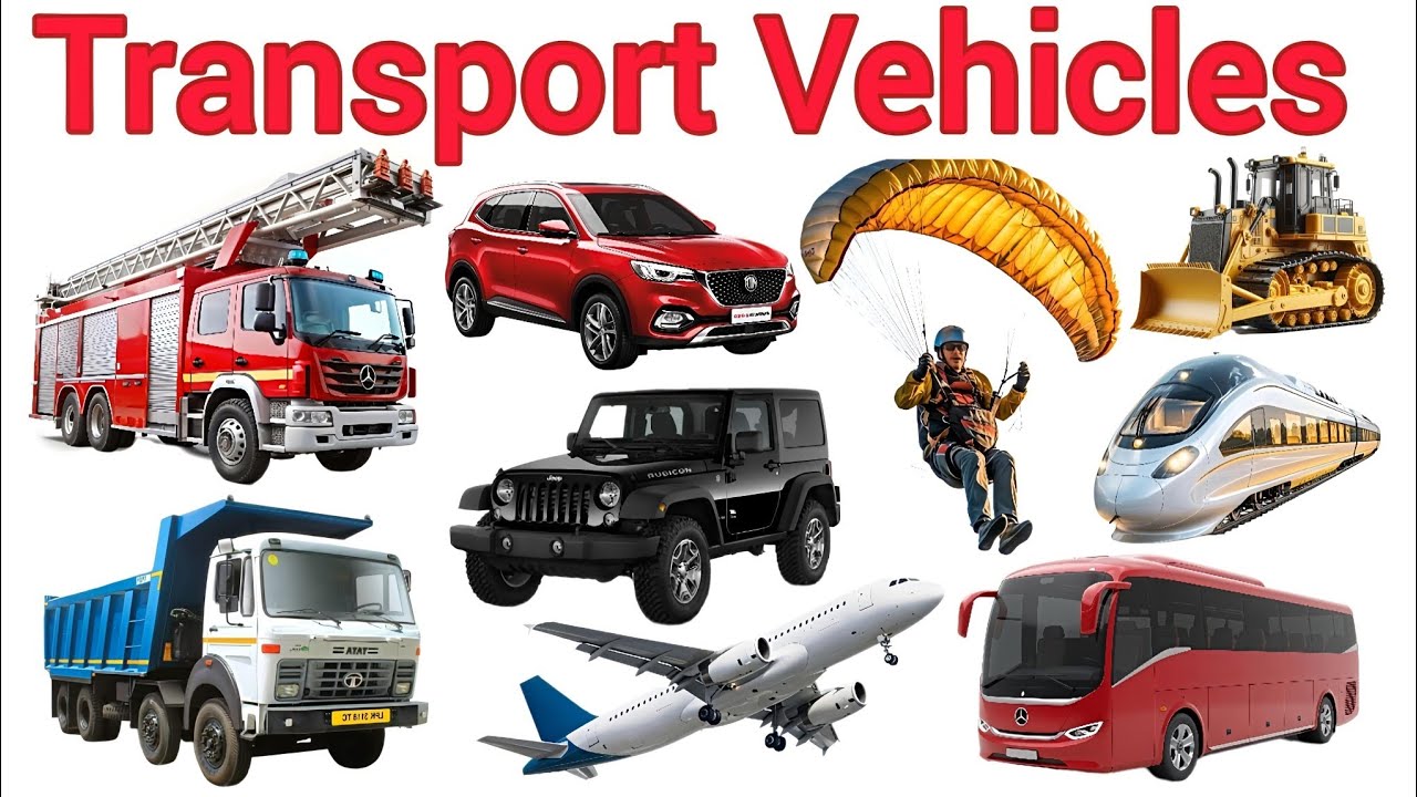 20 Transport Vehicles Name in English & Hindi | Kids Learning Vehicles 🚗✈️🚌