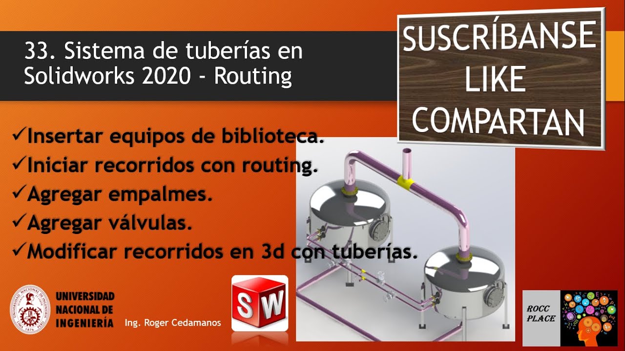 33 Sistema de tuberías con Solidworks 2020 - Routing