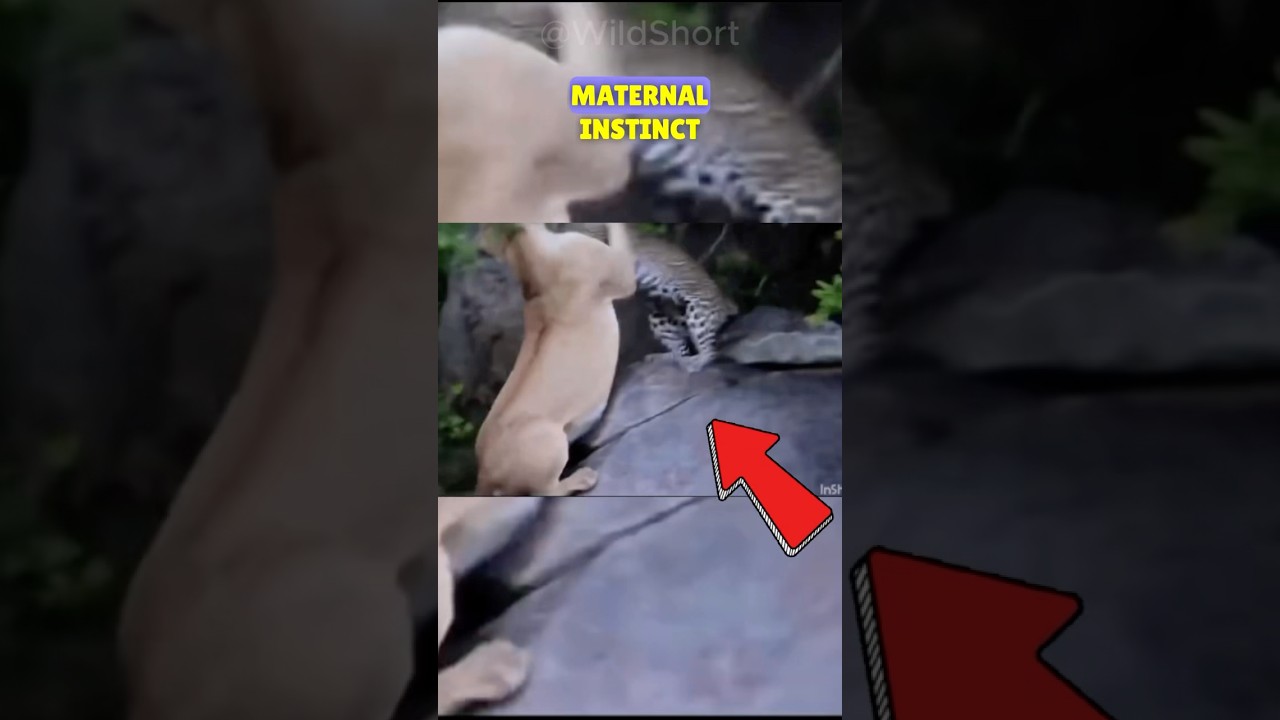 🐆Leopard vs. Lioness🦁 | Mother leopard defends her cubs! #short