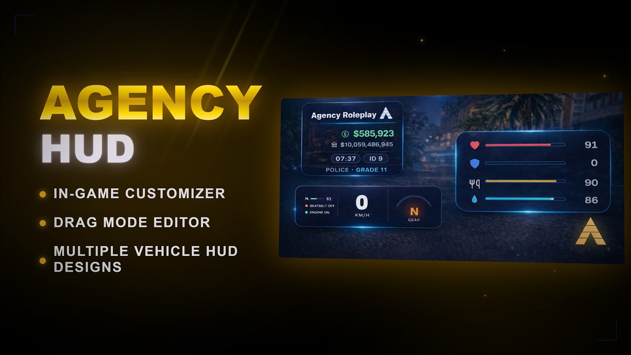 Agency HUD – The Most Advanced FiveM HUD | Full Showcase & Features