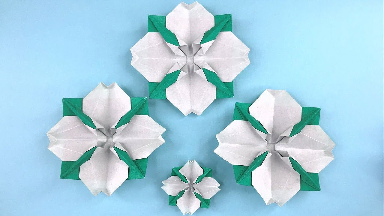 【折り紙】1枚 ハナミズキの花 折り方 Origami Flower Dogwood tutorial（NiceNo1）