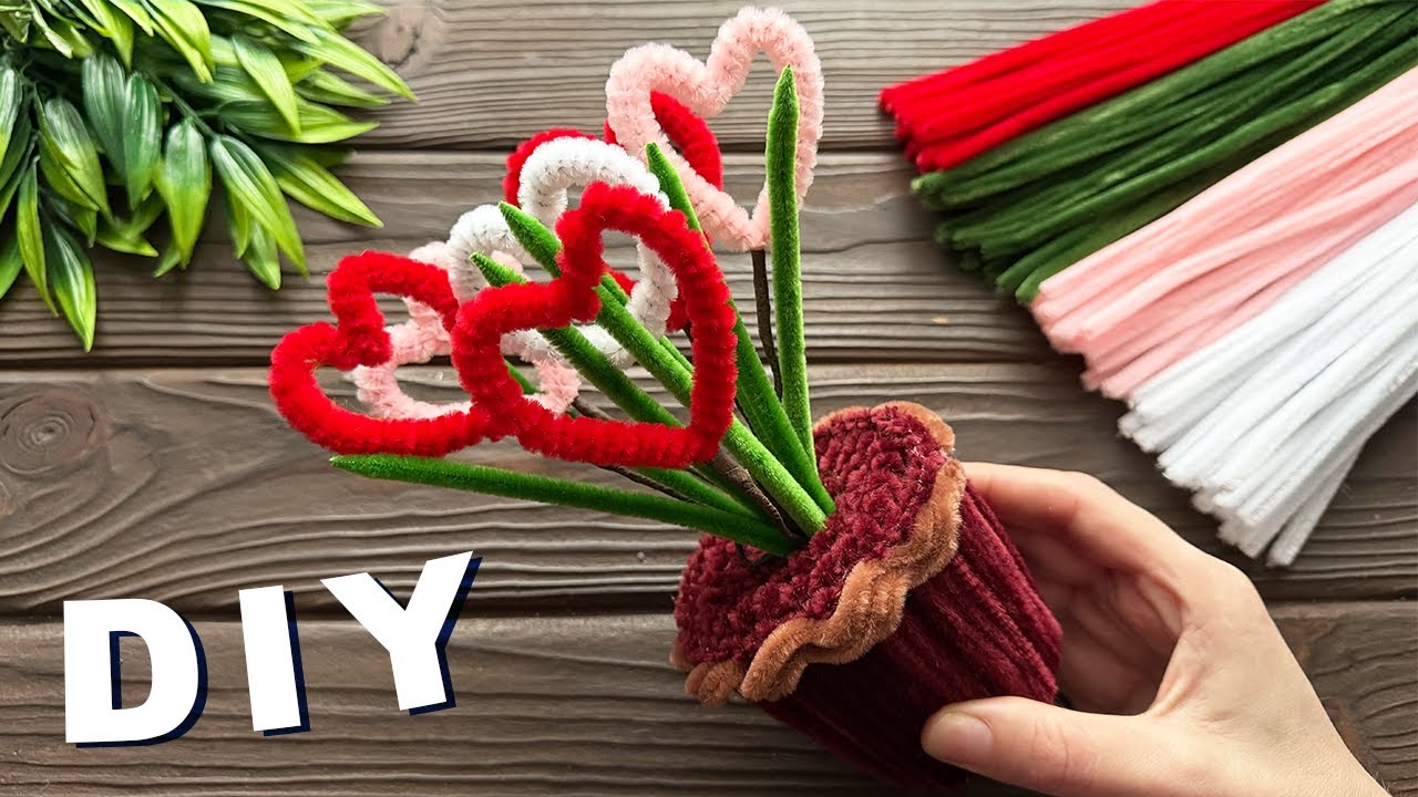 ❤️ Easy Idea ❤️ How to Make Hearts basket from Chenille Stems DIY Valentine’s Day