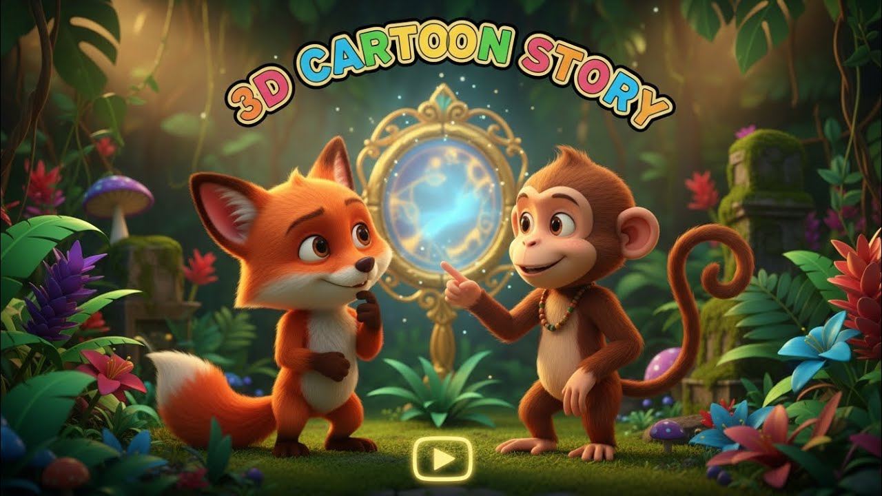  3D cartoon story :لومڑی اور بندر کی سٹوری 🫶🫶🫶