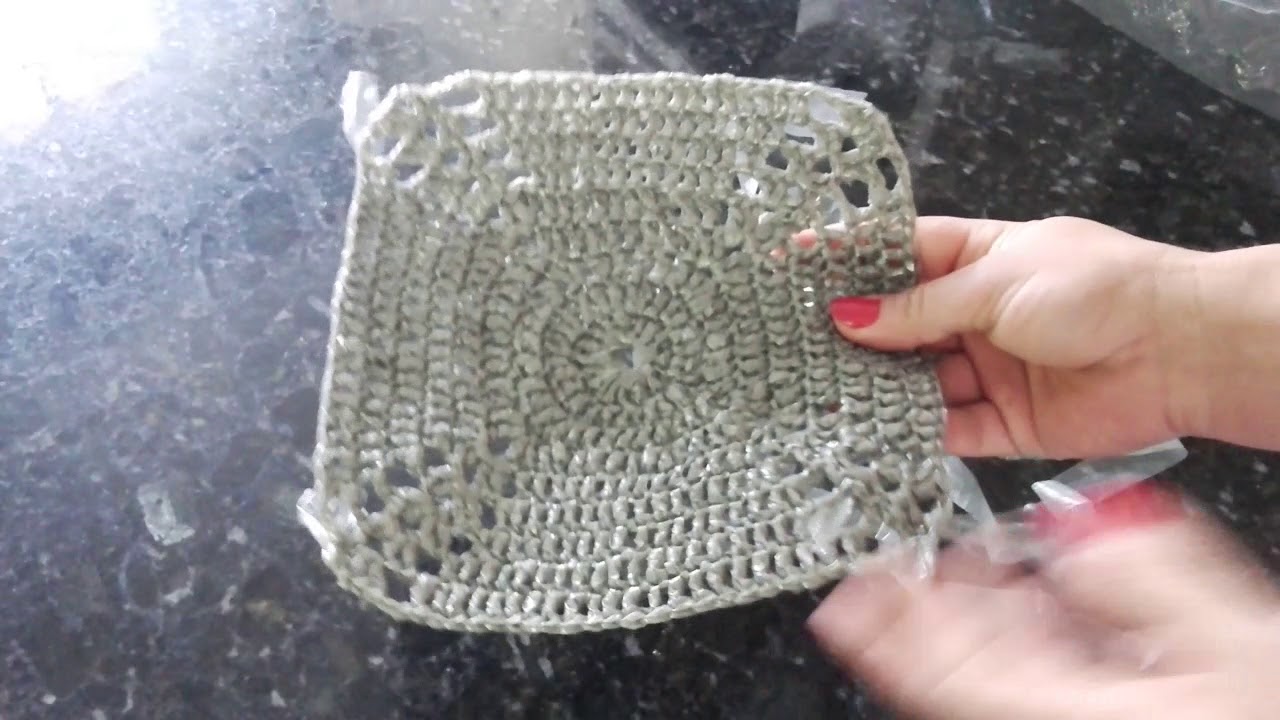 Tapete de croche com sacola plástica e novo modelo