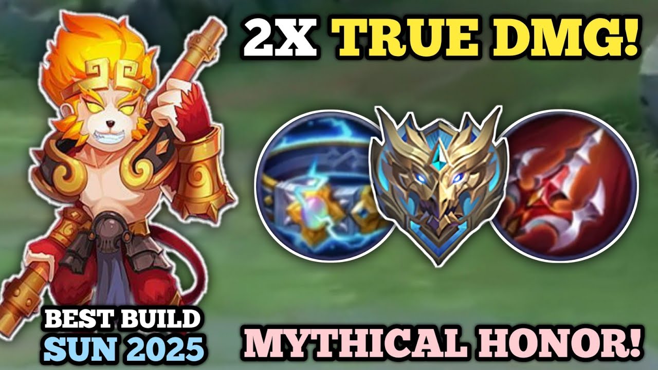 ПОЛУТАНК SUN, ХАК НА ДВОЙНОЙ ИСТИННЫЙ УРОН! (мифическая честь!👍) ЛУЧШАЯ СБОРКА SUN 2025 - MLBB