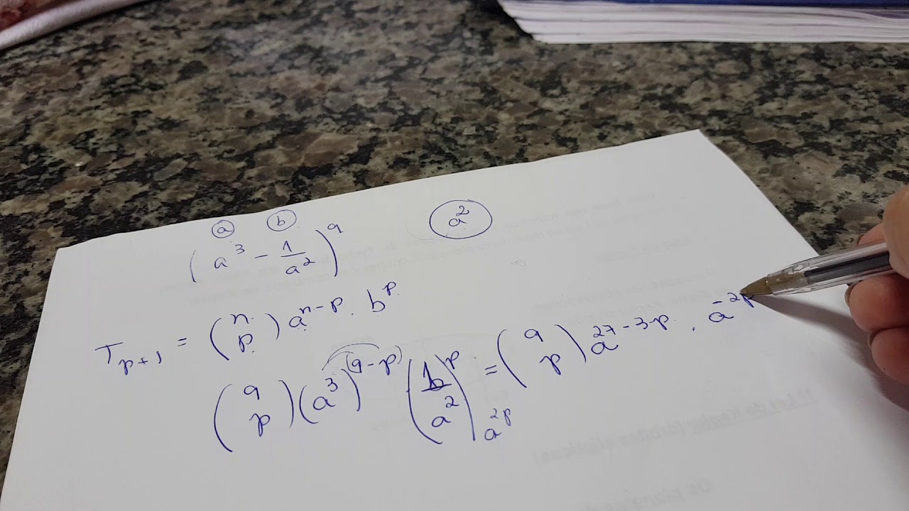 Termo geral do bin&ocirc;mio de Newton.. coeficiente a^2 univesp