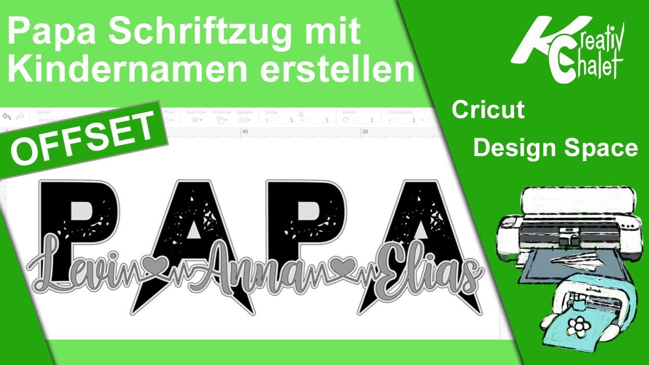 Schriftzug mit Offset und Glyphen - Cricut Design Space - Papa Shirt