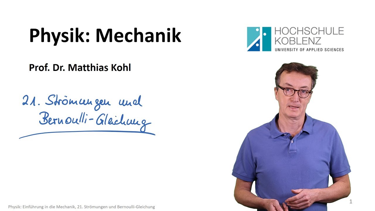 Physik Mechanik Vorlesung: Kapitel 21. Str&ouml;mende Medien, Bernoulli-Gleichung