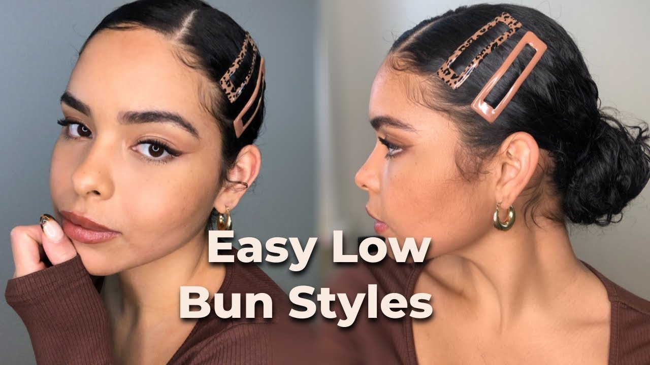 3 EASY LOW BUN HAIRSTYLES on Curly Hair