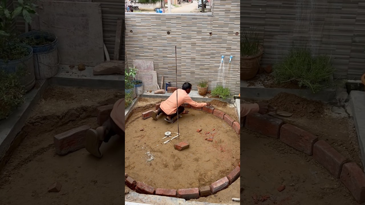 Water fountain installation in garden😱 #garden #fountain #waterfall #construction #indoorfountain