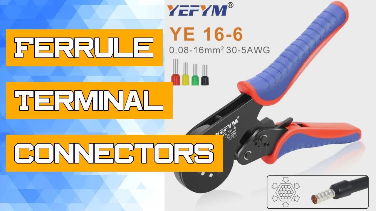Ferrule Terminal Connectors Hexagon Crimping Pliers YE 16-6 0.08-16mm&sup2;/30-5AWG Large Range Size Ratc