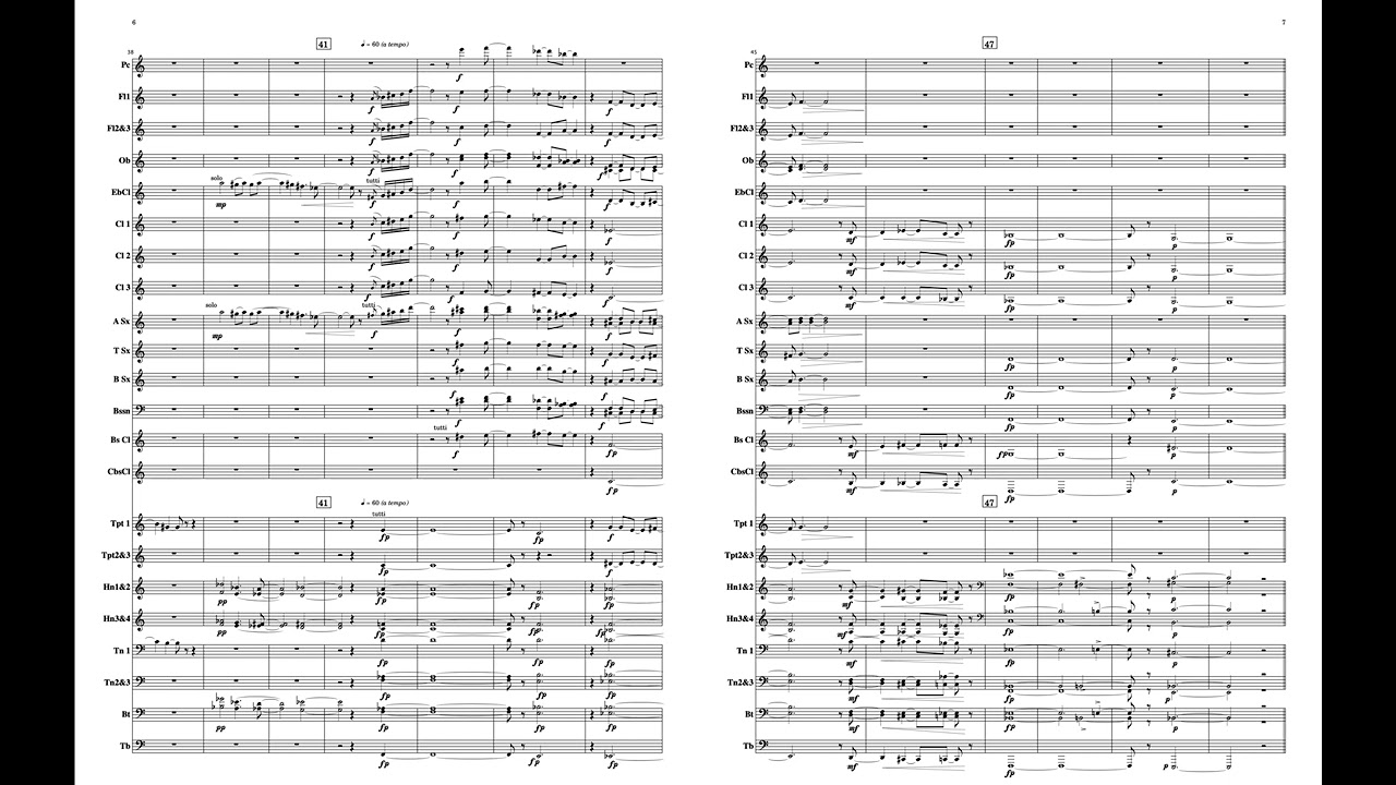 Don Freund's Jug Blues & Fat Pickin' with scrolling score, U. Florida Wind Symphony, David Waybright