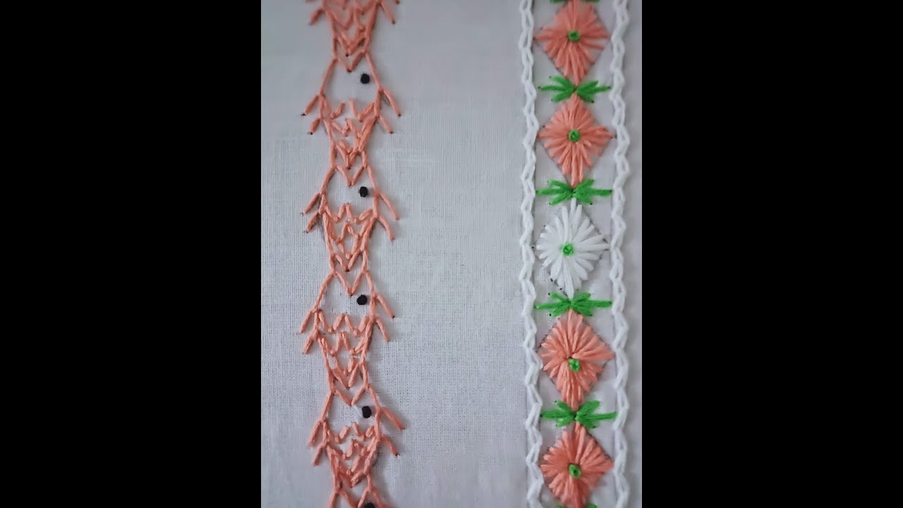 Hand embroidery/Hand embroidery 2 borders /Hand embroidery stitches.