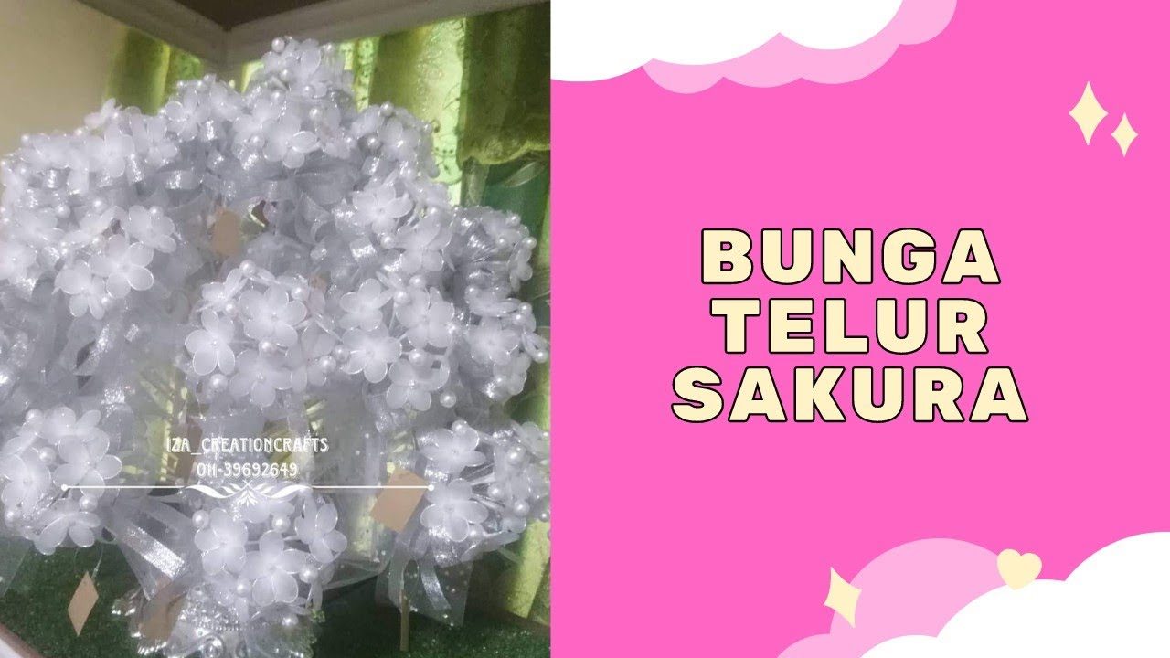 DIY Tutorial How to make sakura stocking flower/Cara membuat Bunga telur stokin Sakura pearl