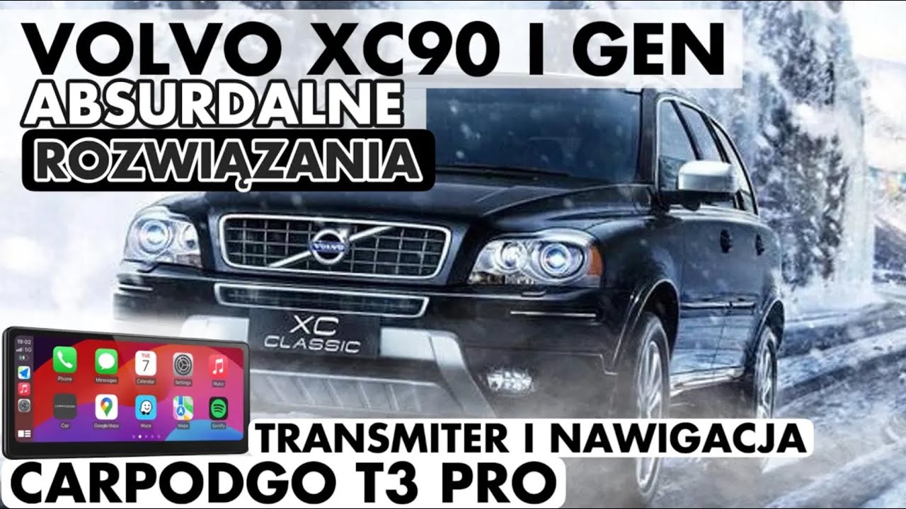 ABSURDY Volvo XC90-Rozwiązanie problemu seryjnej nawigacji-Carpodgo 60 fps z TRANSMITEREM BLUETOOTH