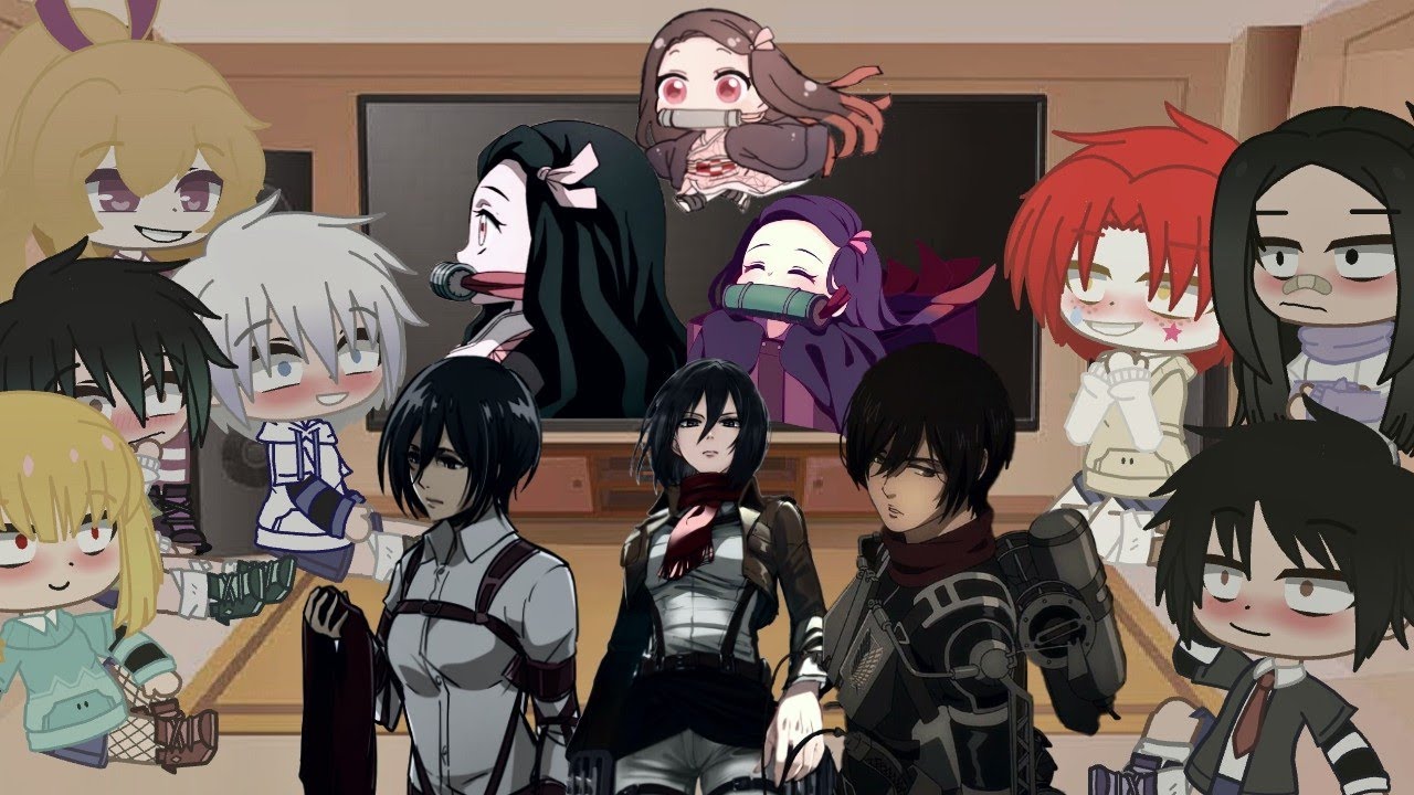 ||HxH React to y/n as nezuko & Mikasa|| Aot+ demon slayer||