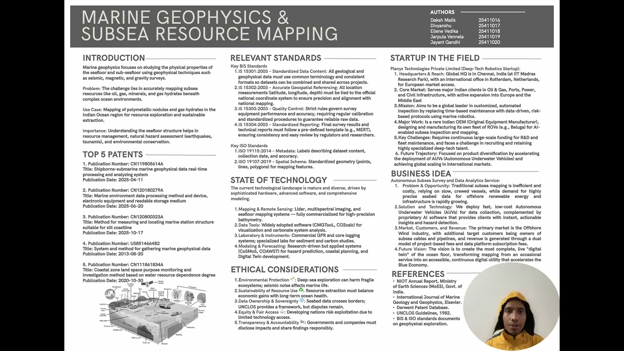 Presentation on Marine Geophysics & Subsea Resource Mapping (Patents, BIS,Business Idea,Technology)