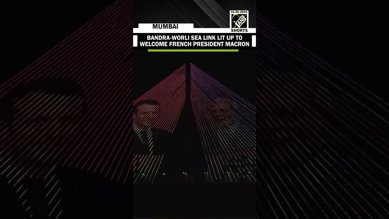 Mumbai's Bandra-Worli Sea Link lit up to welcome French President Emmanuel Macron