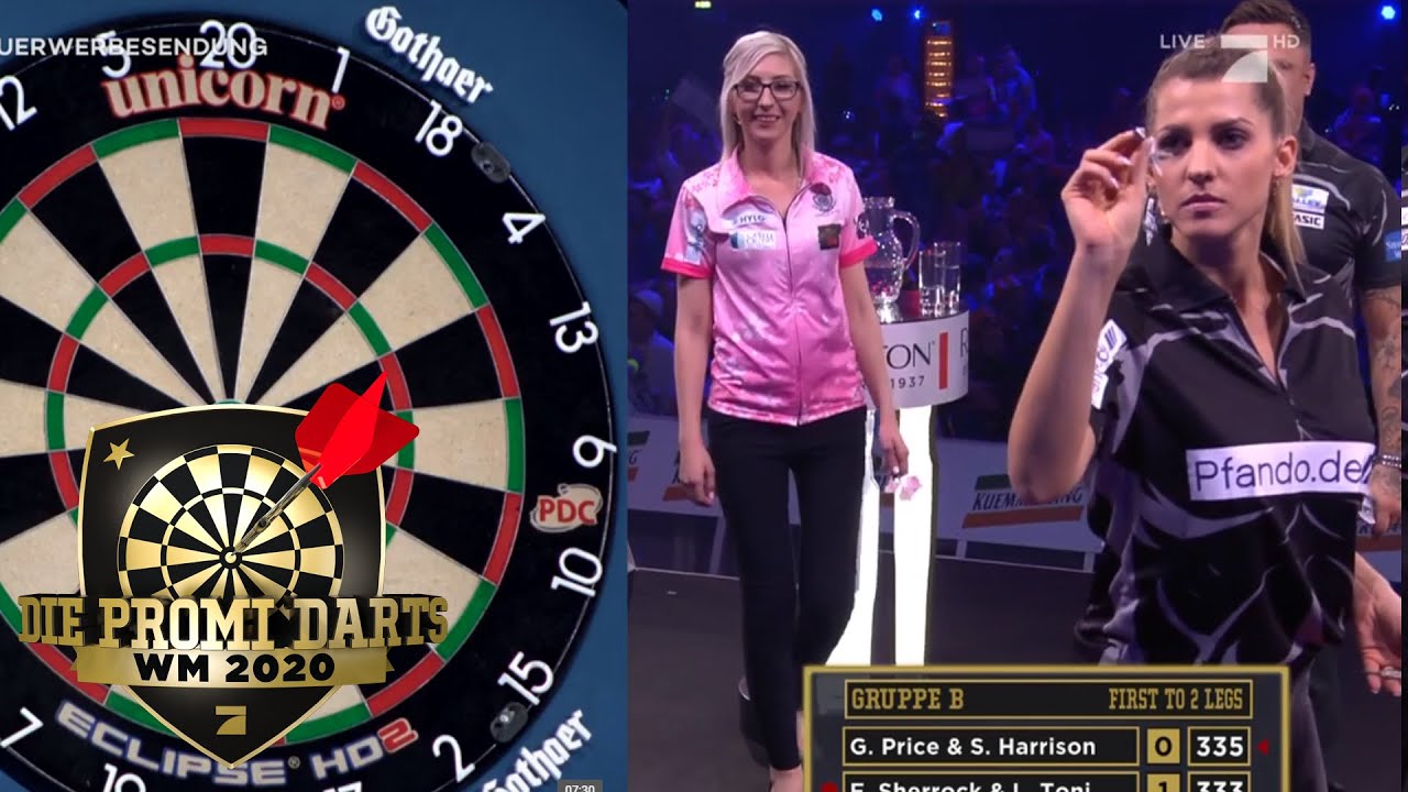 Gruppe B: Sarah Harrison & Gerwyn Price vs Fallon Sherrock & Luca Toni | Promi Darts WM | ProSieben