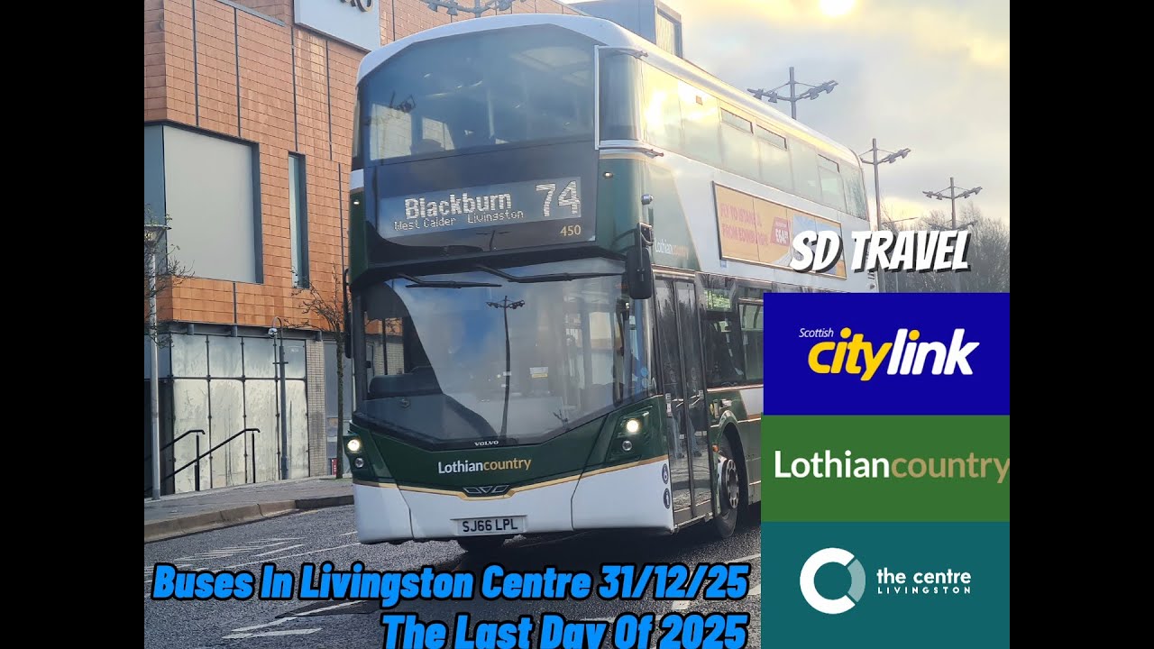 Buses In Livingston Centre 31/12/25 and the last 74 of 2025