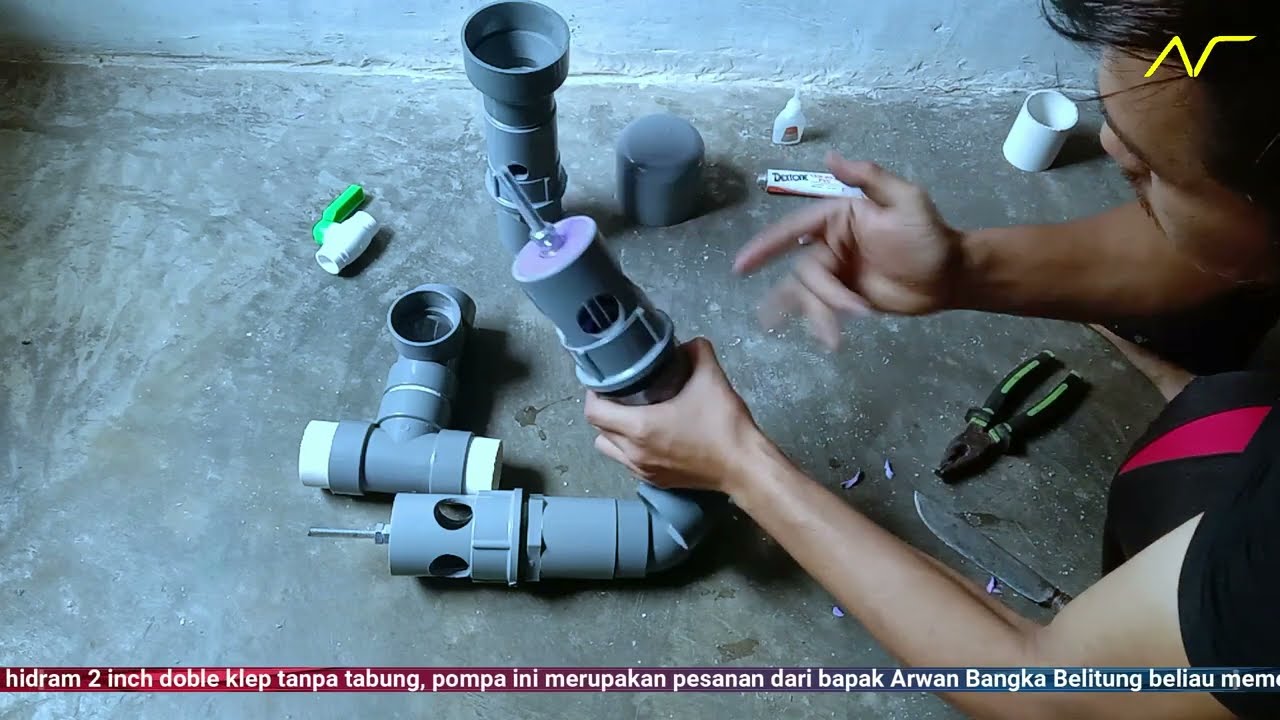 cara membuat pompa hidram 2 inch doble klep | pemula langsung bisa | membuat pompa hidram