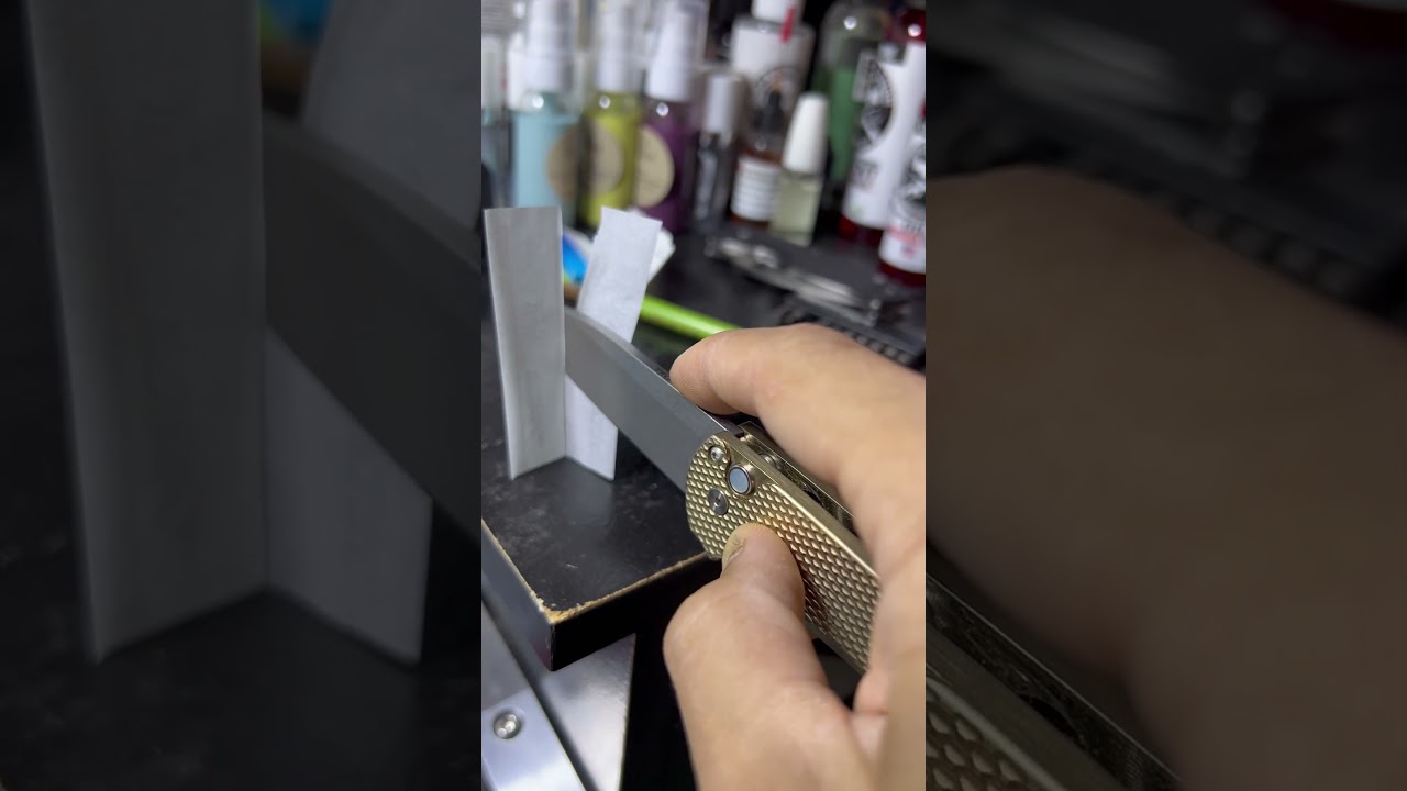 A Protech Malibu in Magnacut given a fresh mirrored edge! 🔥🔥🔥 #knife #sharpening #sharpener #edc