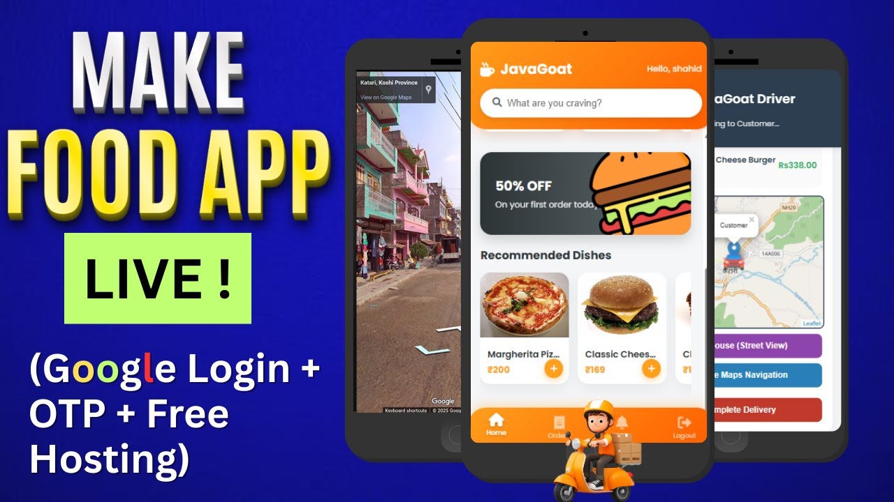 Build a Food Delivery App (Part2): Google Login & OTP Setup | Free Hosting