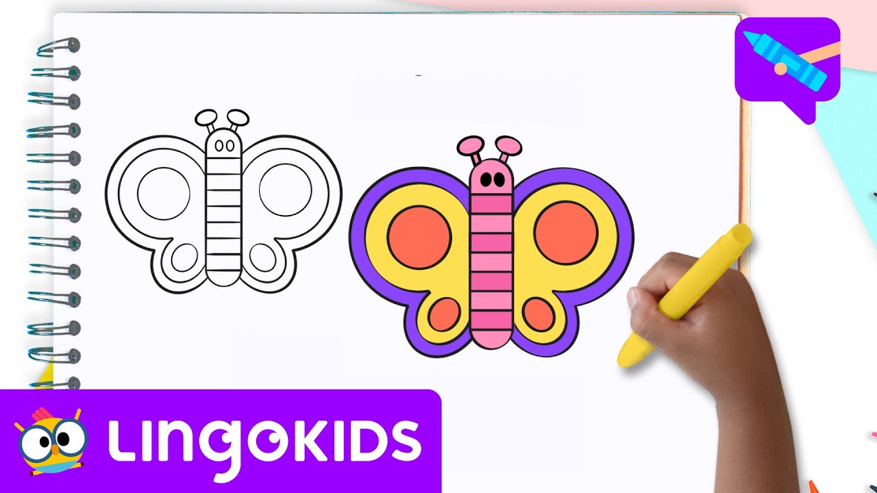 How to draw a BUTTERFLY 🦋🎨 Drawing for kids | CRAFTS by Lingokids