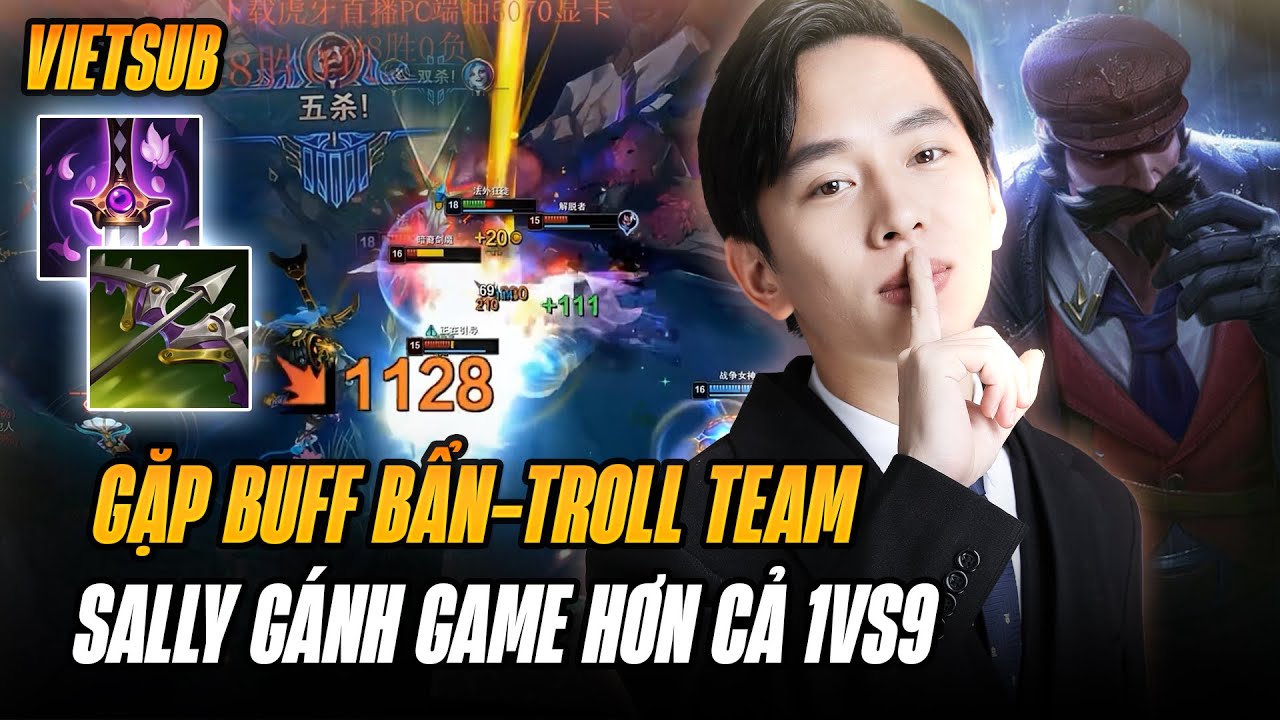 (Vietsub) Sally Gặp Đồng Đội AFK Troll Team Tr&ecirc;n H&agrave;nh Tr&igrave;nh 72 Củ V&agrave; Con Graves 1v9 Pentakill