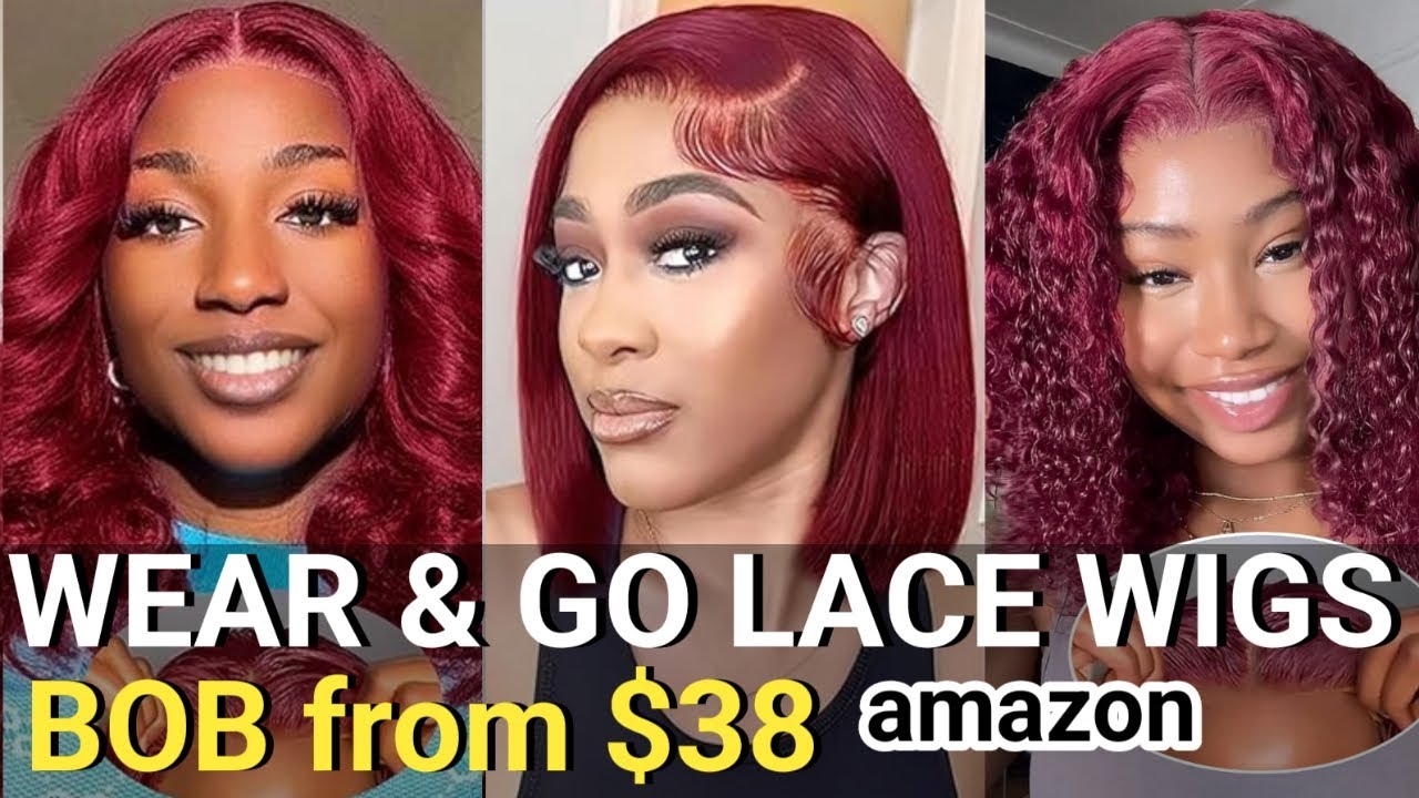 🔥AMAZON Wear and Go 99j Burgundy BOB HUMAN HAIR LACE FRONT WIG UNDER 100 | LACE WIG COMPILATION 2025