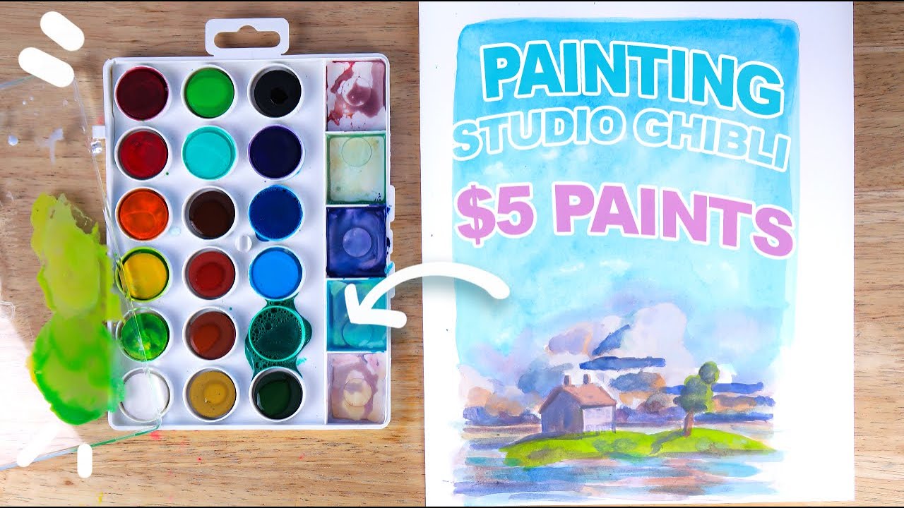 Painting STUDIO GHIBLI with $5 paints! How to get the most out of your cheap watercolor palette.