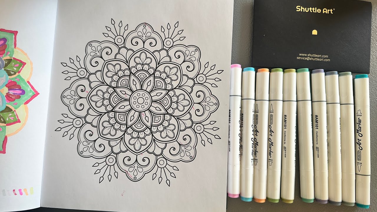 Mandala Coloring with Shuttle Art Alcohol Markers ✨ | Vibrant Colors on Sketch Paper