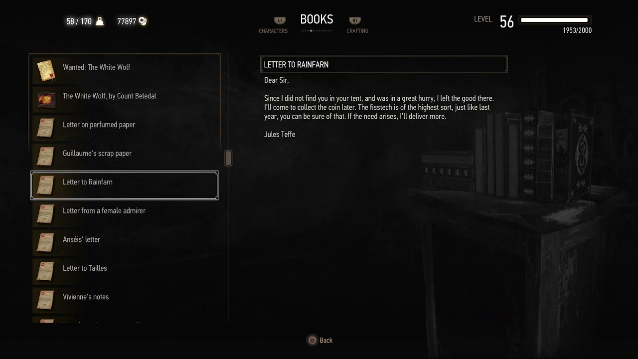 BOOKS: Letter to Rainfarn (Witcher 3 In-Game Lore Read Aloud)