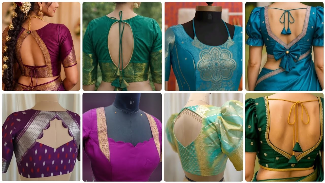 Modern saree blouse back neck design//front blouse neck design 