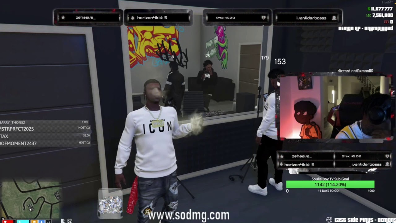Soulja Boy Studio Session 🔥 GTA V RP *FUNNY*