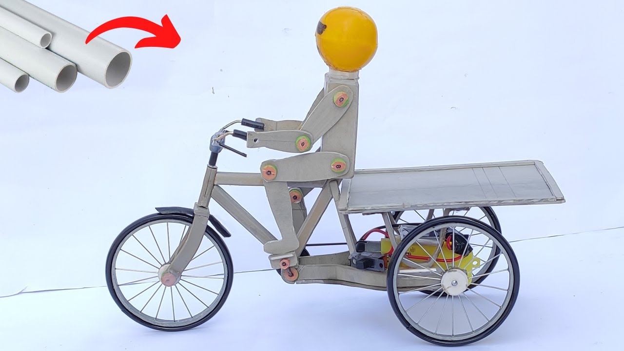 How To Make  Paddle Van Rickshaw With Robot, Form PVC Pipe  at home.