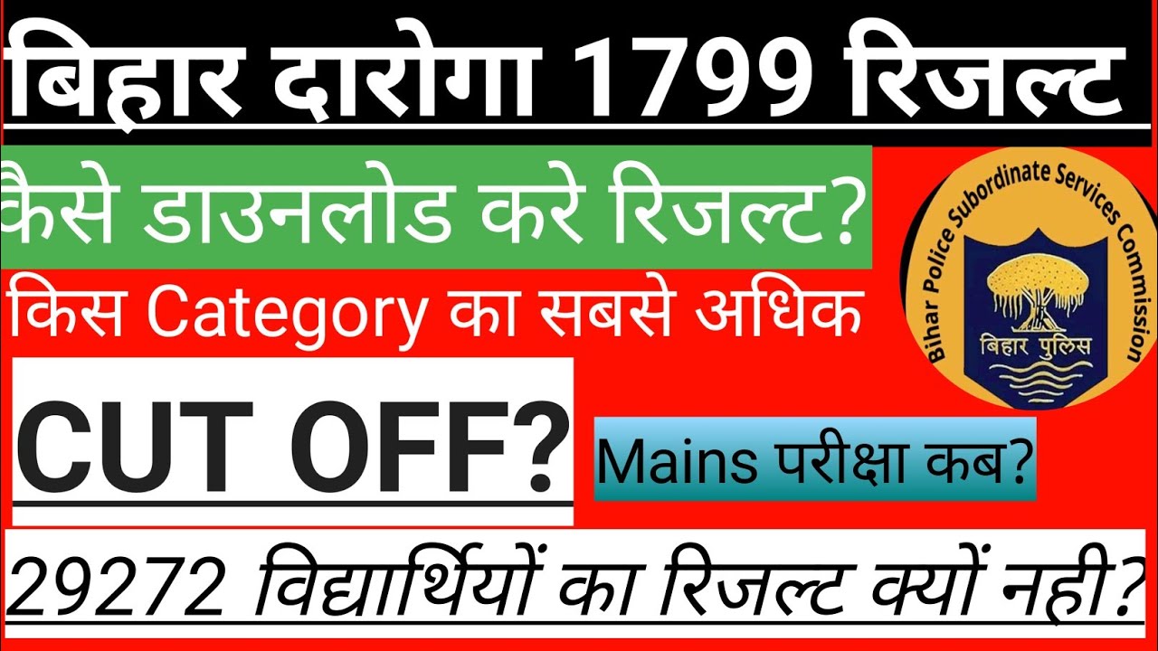 बिहार दारोगा 1799 रिजल्ट। Bpssc Daroga Official Cut Off।Bihar Daroga Result। Bpssc Official Result ।