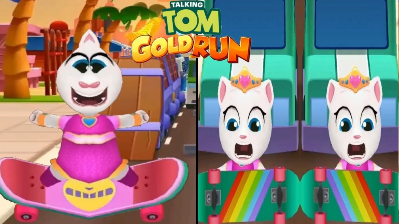 TALKING TOM GOLD RUN -- PRINCESS ANGELA REVERES RUN IN SKATER WORLD MIRROR MODE