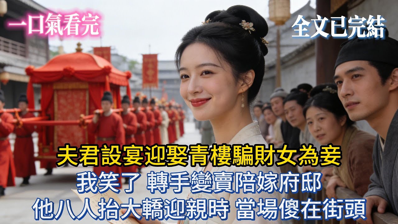 【完結小説】夫君設宴迎娶青樓騙財女為妾，我笑了，轉手變賣了陪嫁的府邸，他八擡大轎來迎親時，當場傻站在街頭。#小说推荐 #小说 #完結 #古風