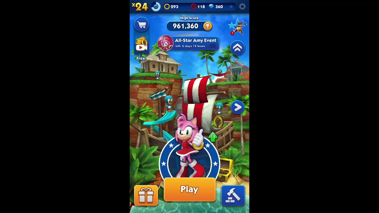 Sonic dash run 23 event for all star Amy begins